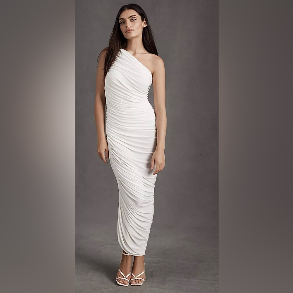 Norma Kamali White One Shoulder Dress